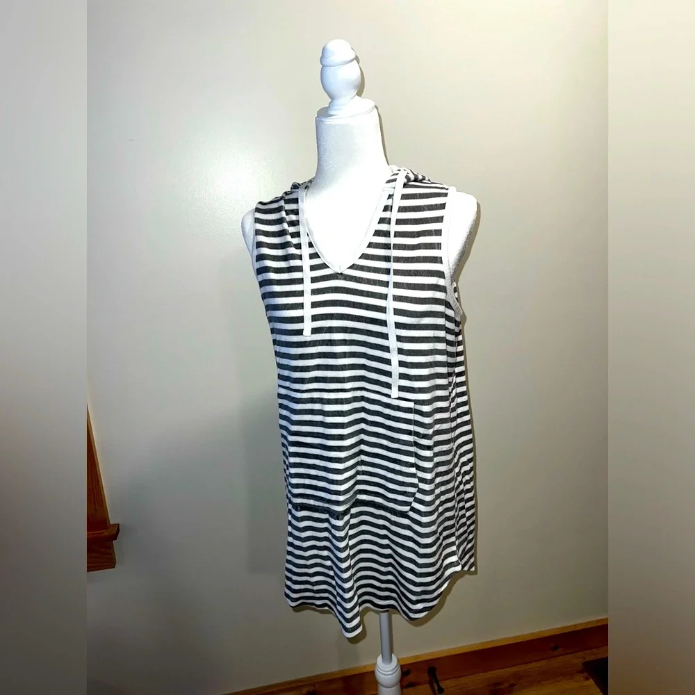 Striped Hooded Swim Coverup- S/M
